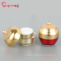 10g New Design gold Luxury Empty Red Plastic Container Silver Acrylic Cream Jar for Skin Care Packaging